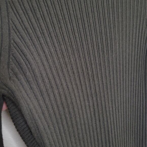 RAMY BROOK Pilar Cut Out Stretch Knit Ribbed Sweater Midi Dress Large In Olive - Picture 9 of 14